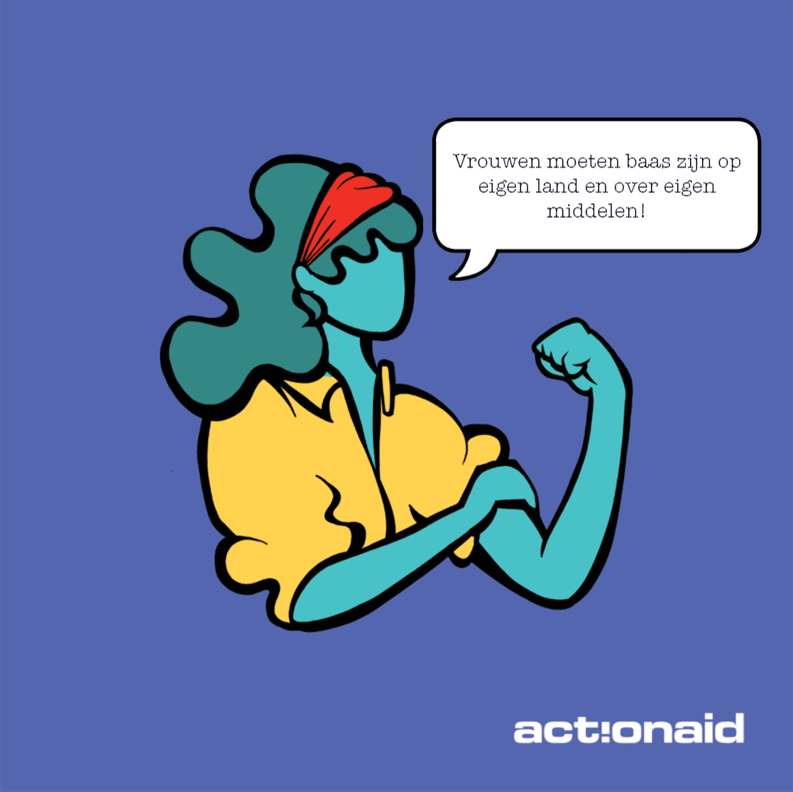 Mensenrechtenverdedigers komen op voor vrouwenrechten tijdens de Feminists Unite campagne van ActionAid: "Vrouwen moeten baas zijn op eigen land en over eigen middelen"